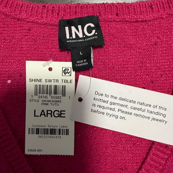 I.N.C. International Concepts Women's Sequin-Shine V-Neck Sweater Size L - Picture 7 of 8